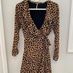 Free People Leopard Wrap Dress - Size XS